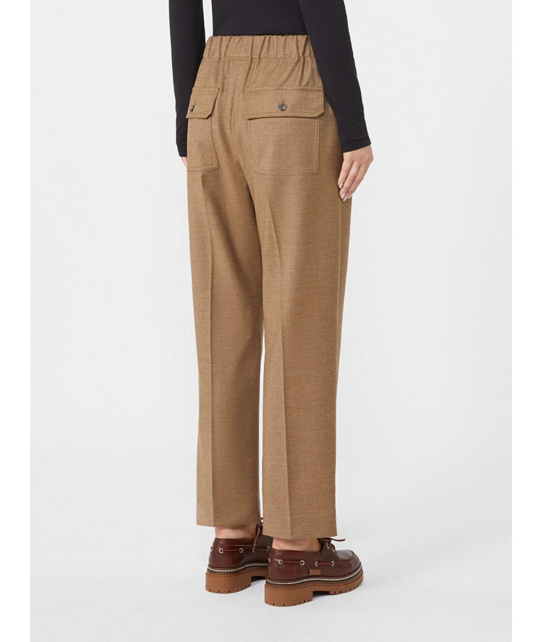 WEEKEND MAX MARA Коричневые шерстяные прямые брюки, фото 3