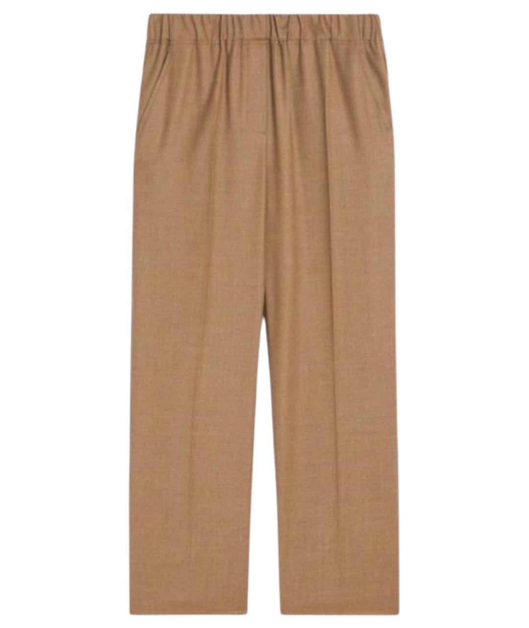 WEEKEND MAX MARA Коричневые шерстяные прямые брюки, фото 1
