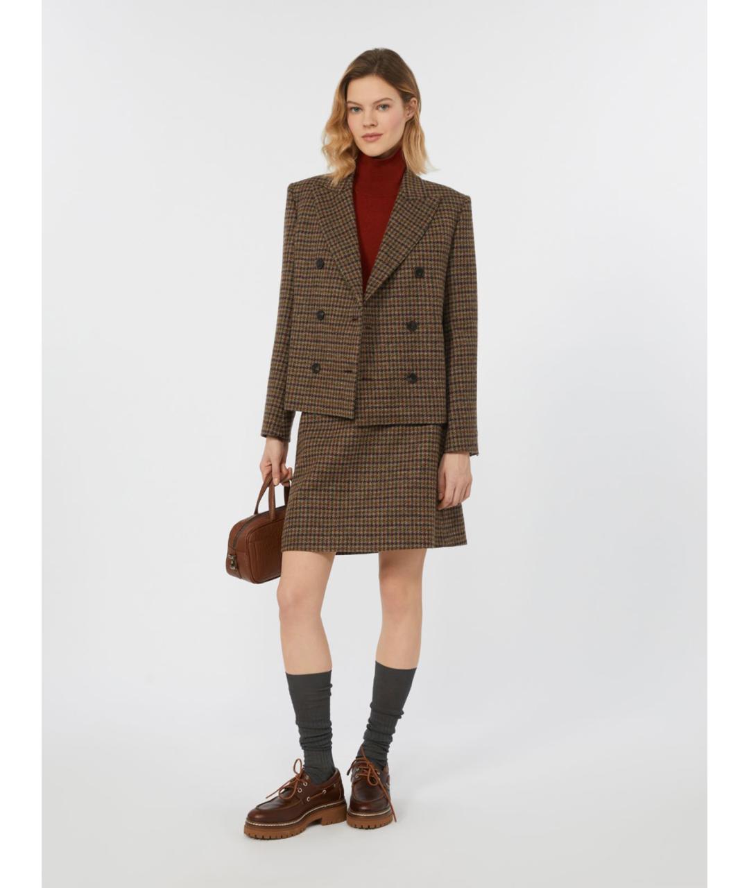 WEEKEND MAX MARA Коричневая шерстяная юбка миди, фото 2