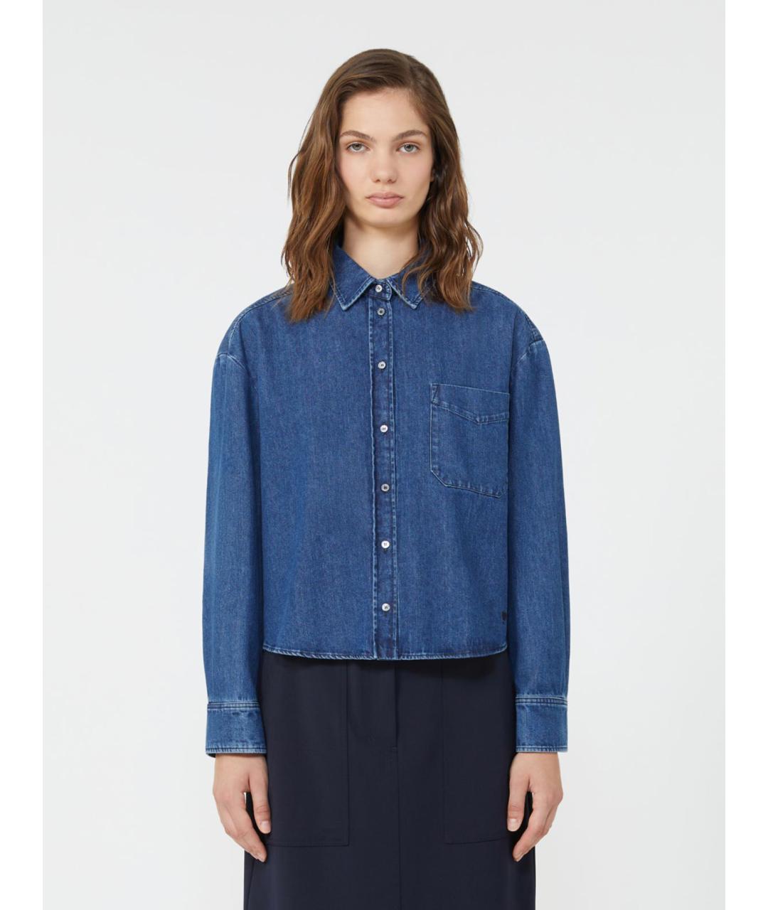 WEEKEND MAX MARA Синяя хлопковая рубашка, фото 2