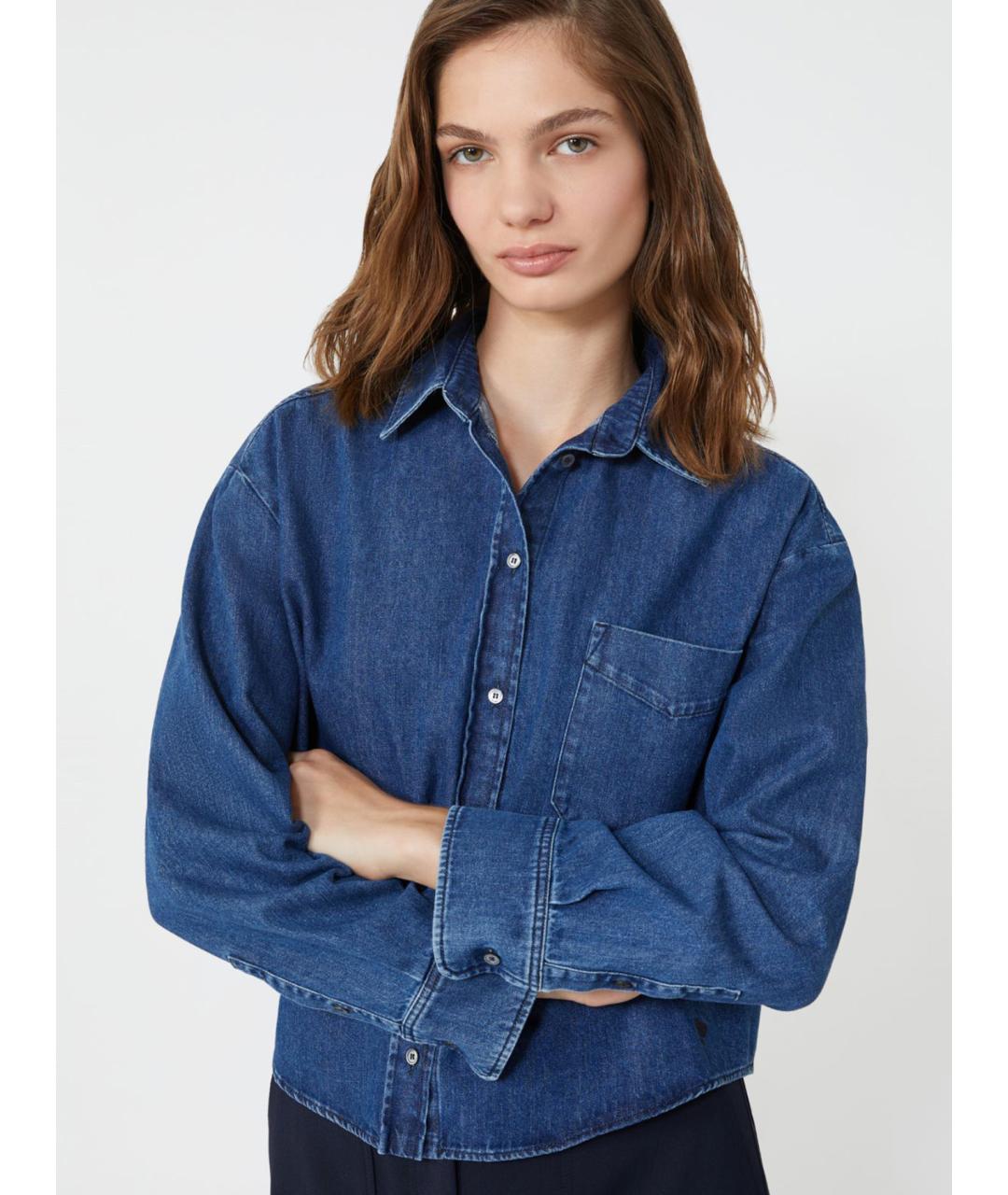 WEEKEND MAX MARA Синяя хлопковая рубашка, фото 5