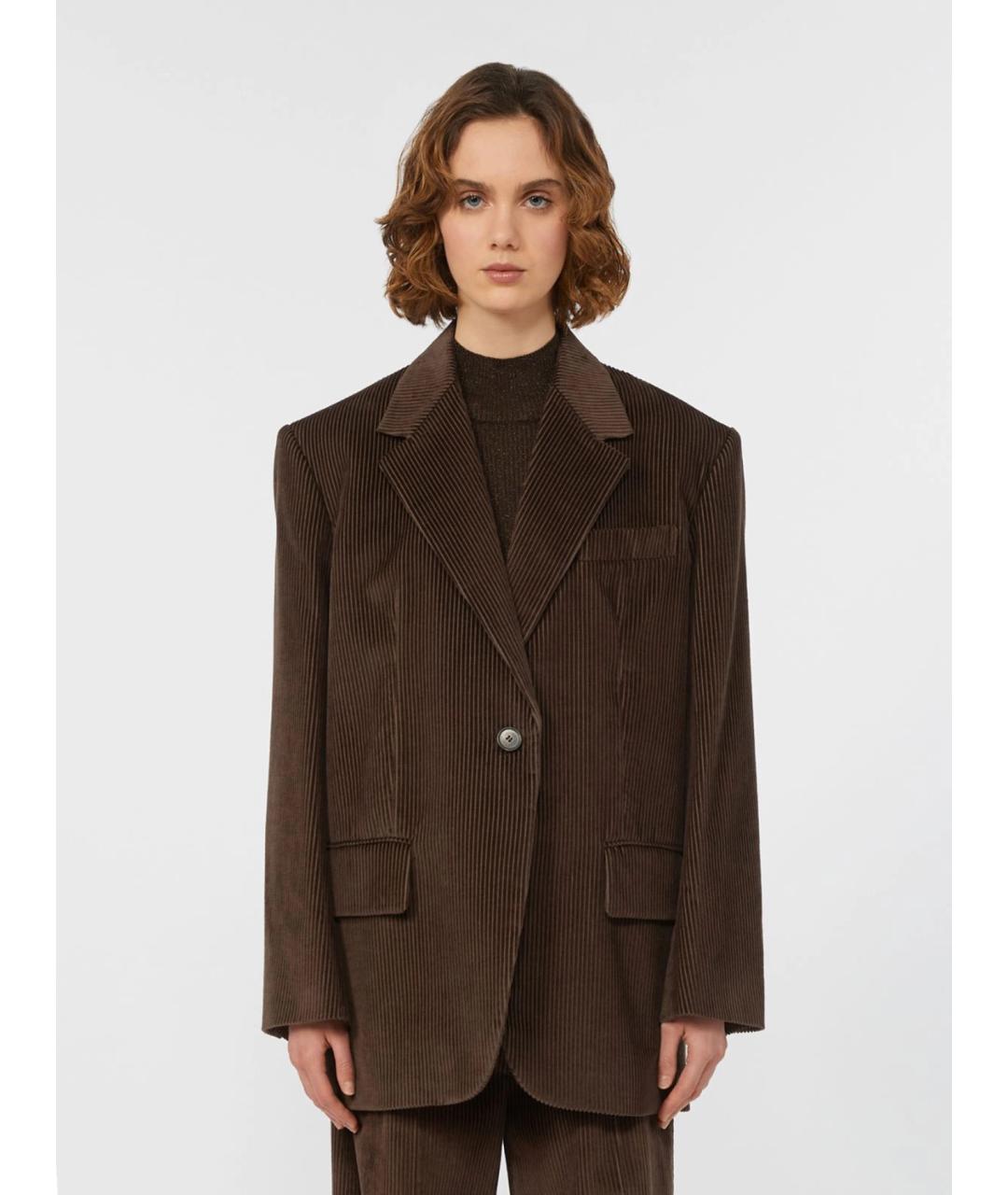 WEEKEND MAX MARA Коричневый хлопковый жакет/пиджак, фото 4