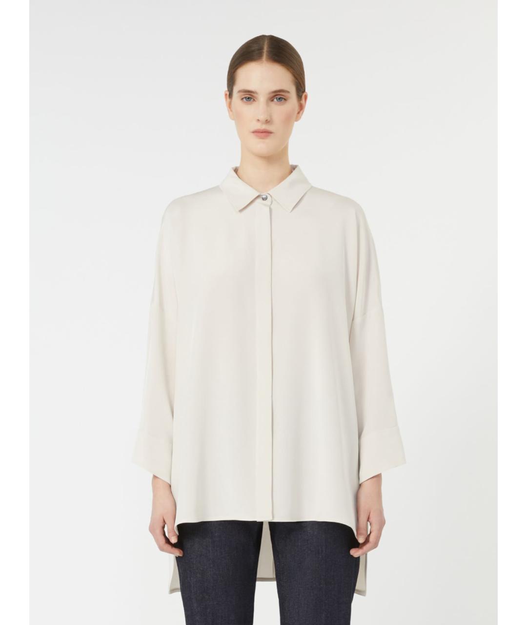 'S MAX MARA Белая шелковая рубашка, фото 4
