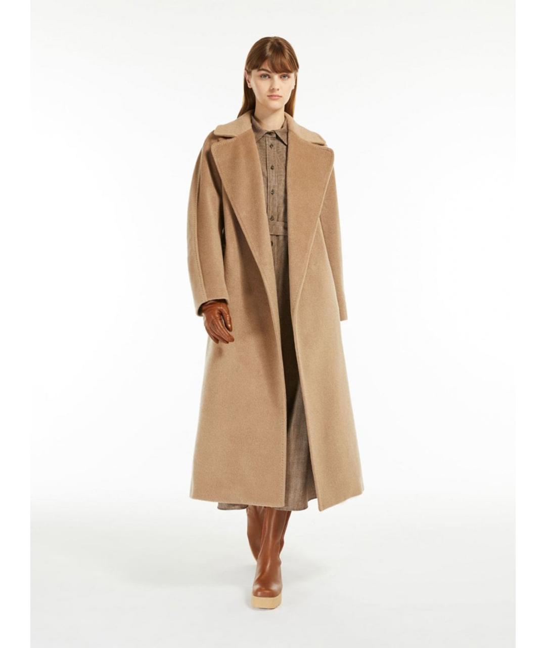WEEKEND MAX MARA Бежевое шерстяное пальто, фото 4