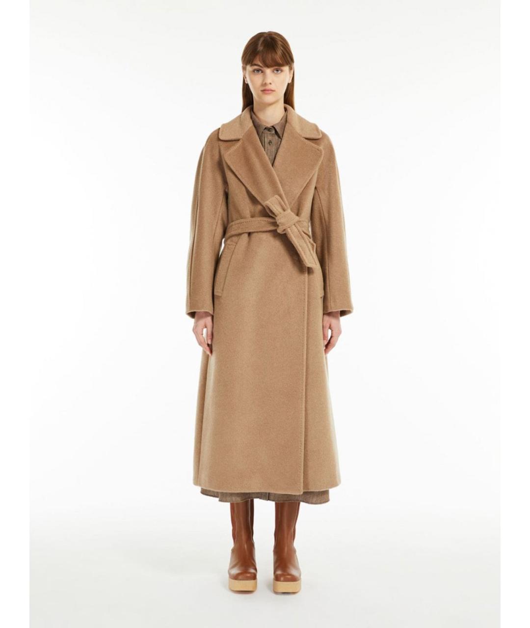 WEEKEND MAX MARA Бежевое шерстяное пальто, фото 2