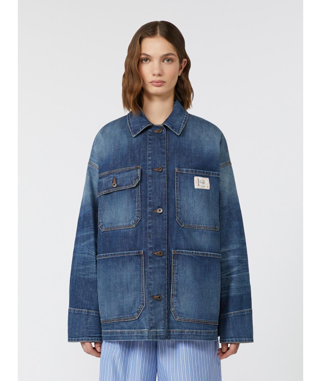 WEEKEND MAX MARA Синяя хлопковая куртка, фото 5