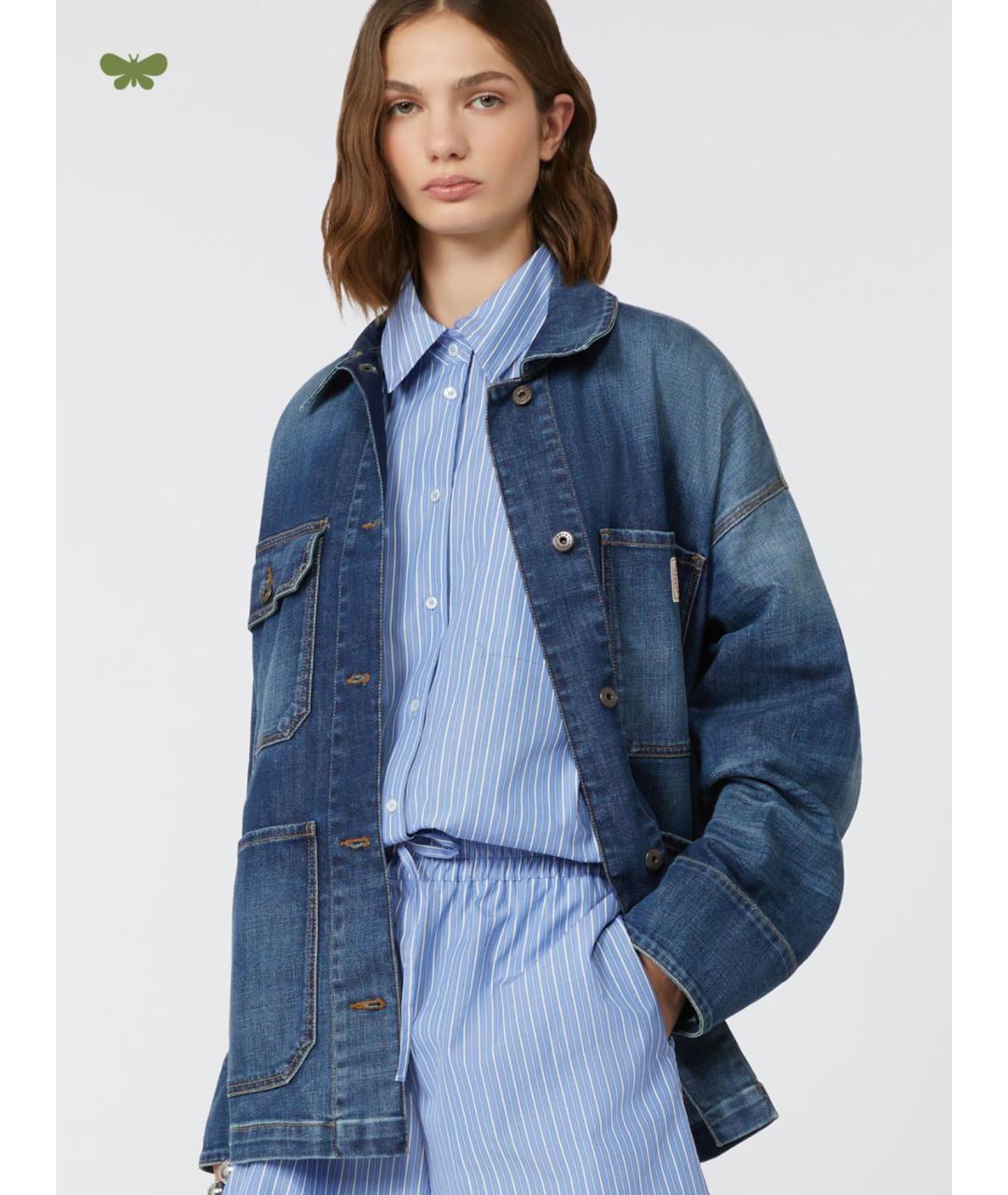 WEEKEND MAX MARA Синяя хлопковая куртка, фото 4