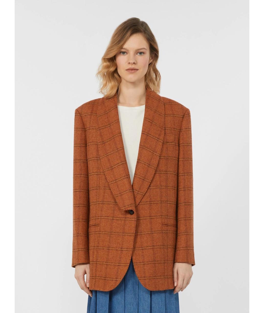 WEEKEND MAX MARA Коричневый шерстяной жакет/пиджак, фото 4