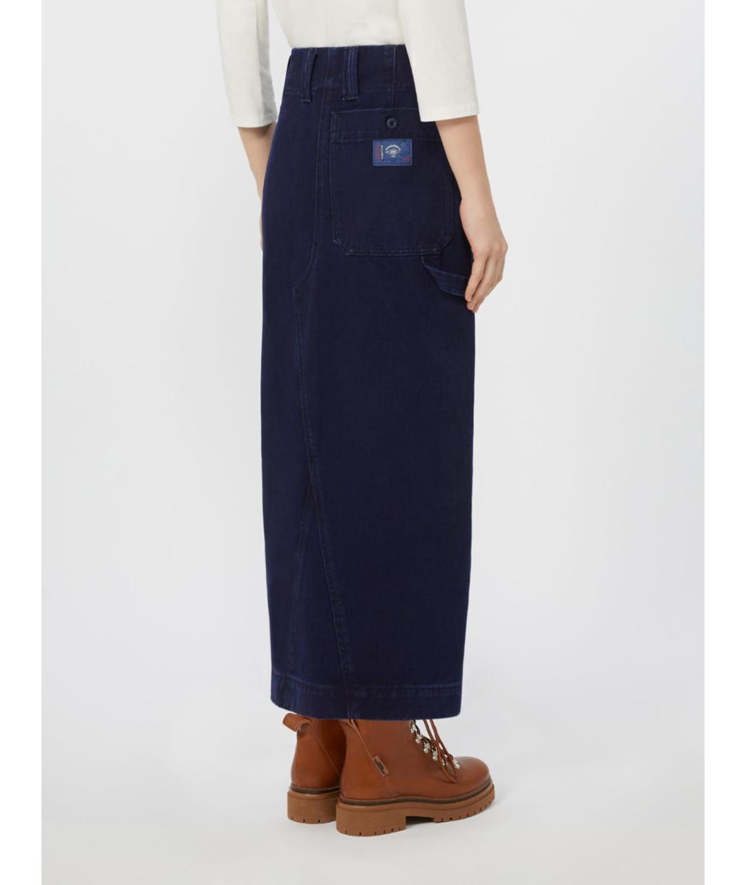 WEEKEND MAX MARA Синяя хлопковая юбка макси, фото 3