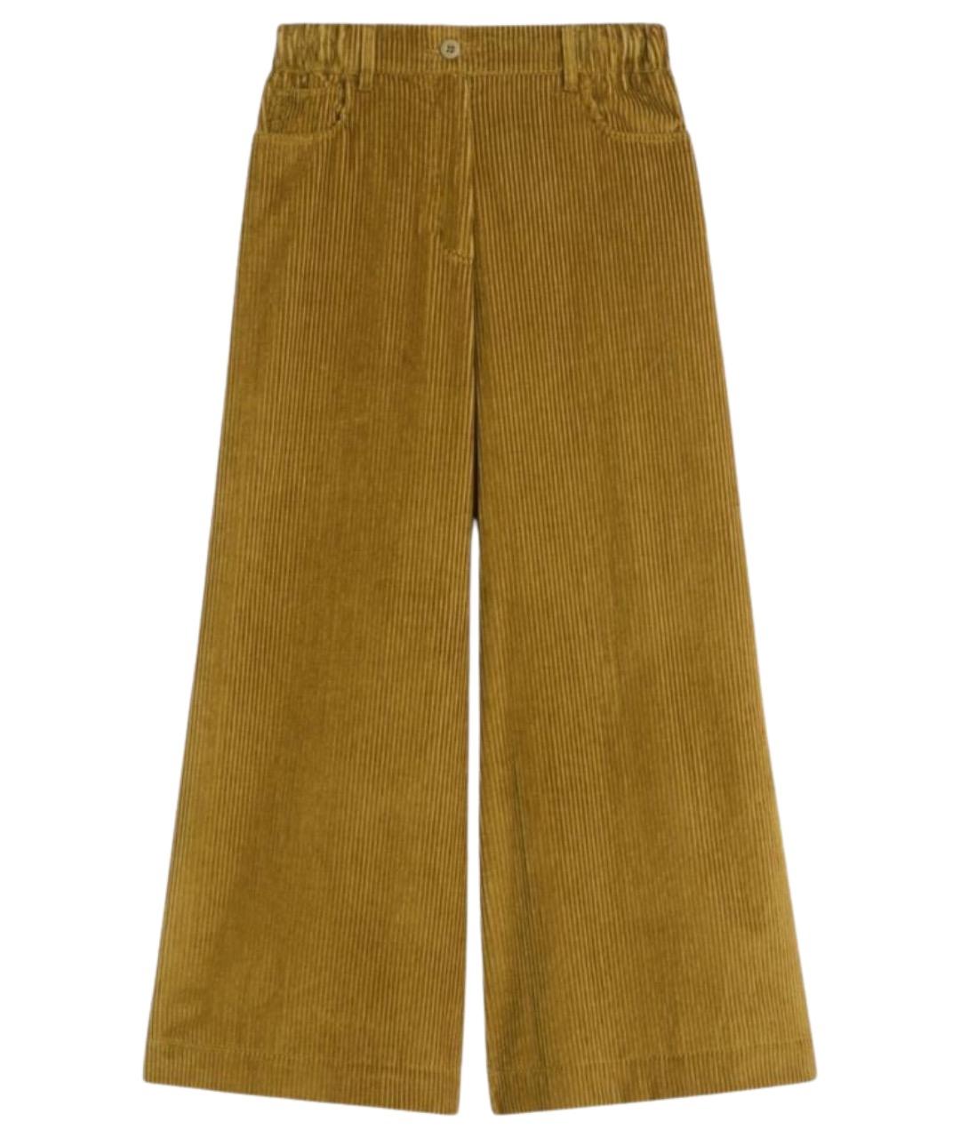 WEEKEND MAX MARA Горчичные хлопковые брюки широкие, фото 1