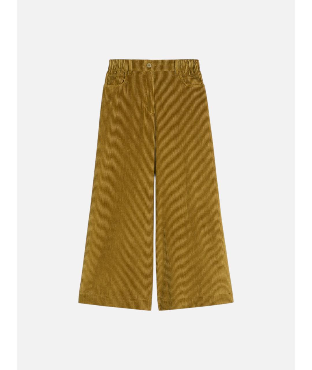 WEEKEND MAX MARA Горчичные хлопковые брюки широкие, фото 5
