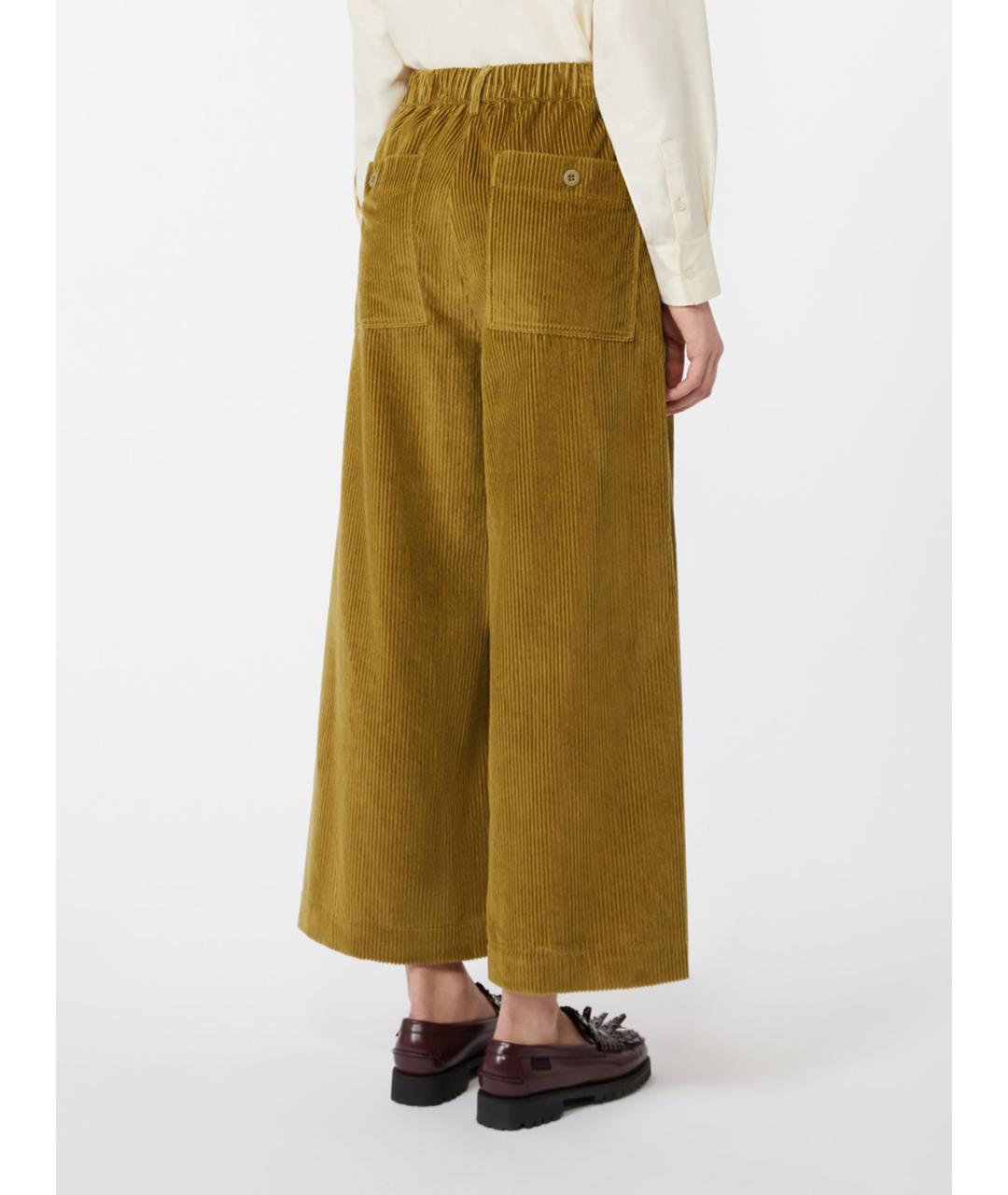 WEEKEND MAX MARA Горчичные хлопковые брюки широкие, фото 3
