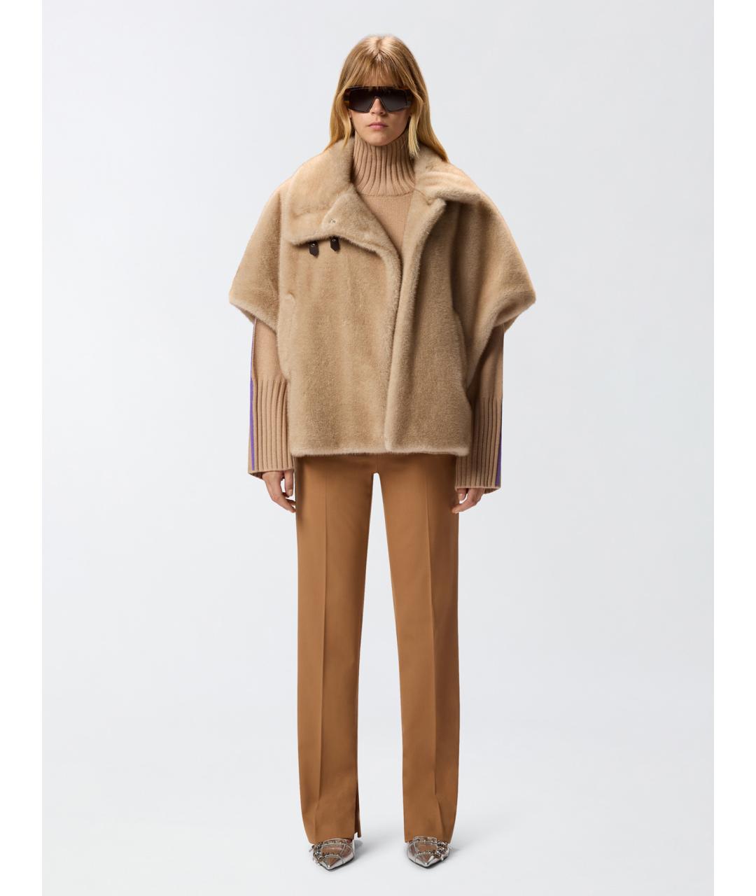 PINKO Бежевая полиэстеровая дубленка, фото 2