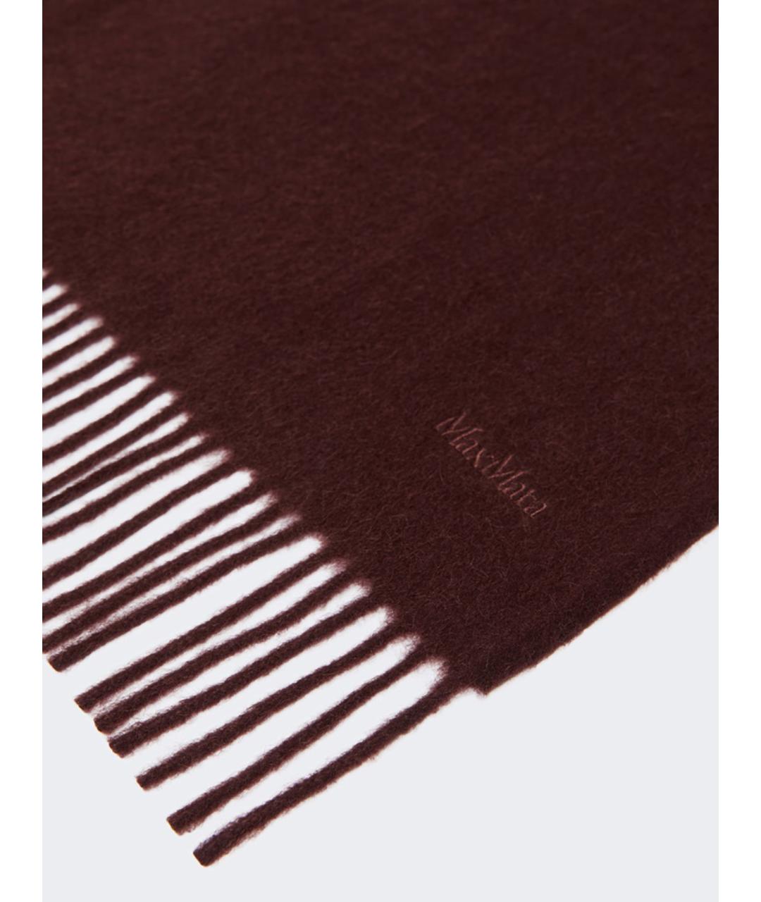 MAX MARA Бордовый шерстяной шарф, фото 3