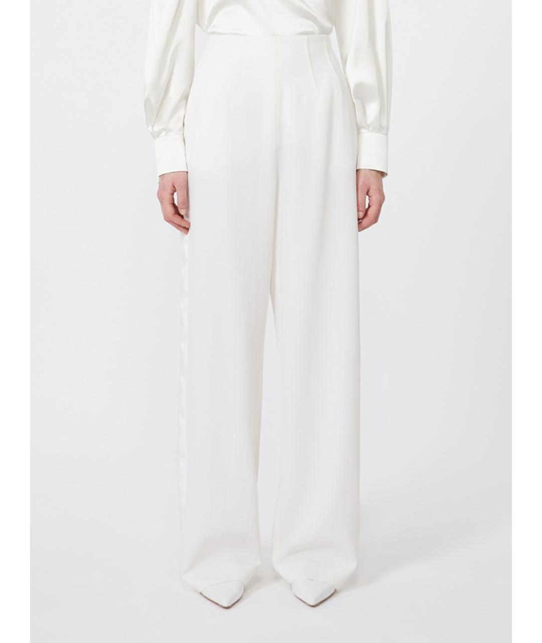 MAX MARA Белые шерстяные брюки широкие, фото 4