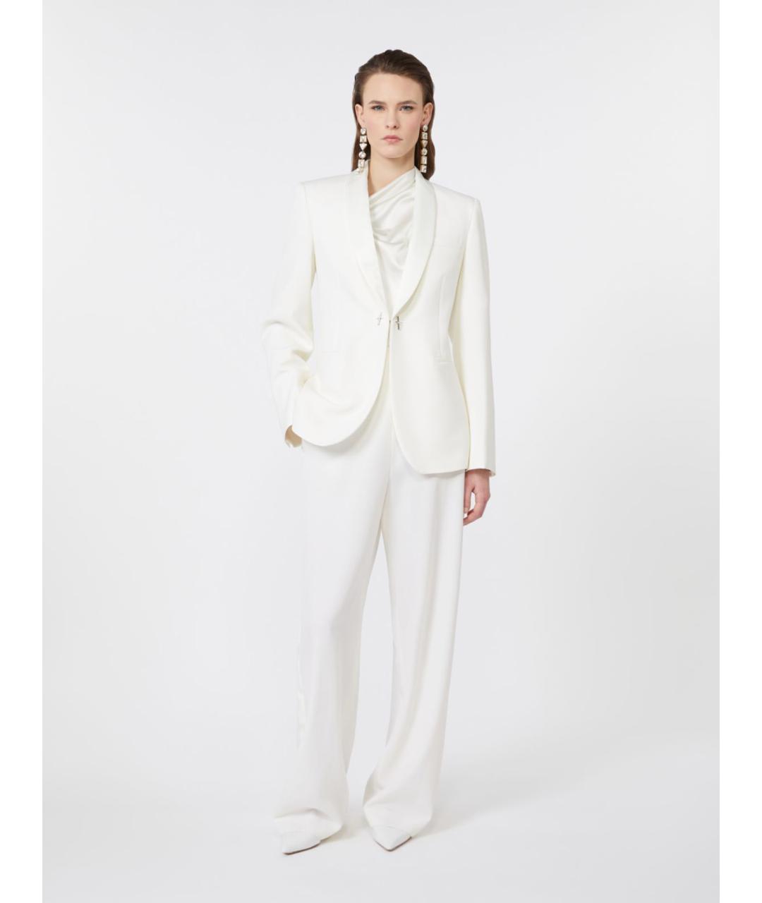 MAX MARA Белые шерстяные брюки широкие, фото 2