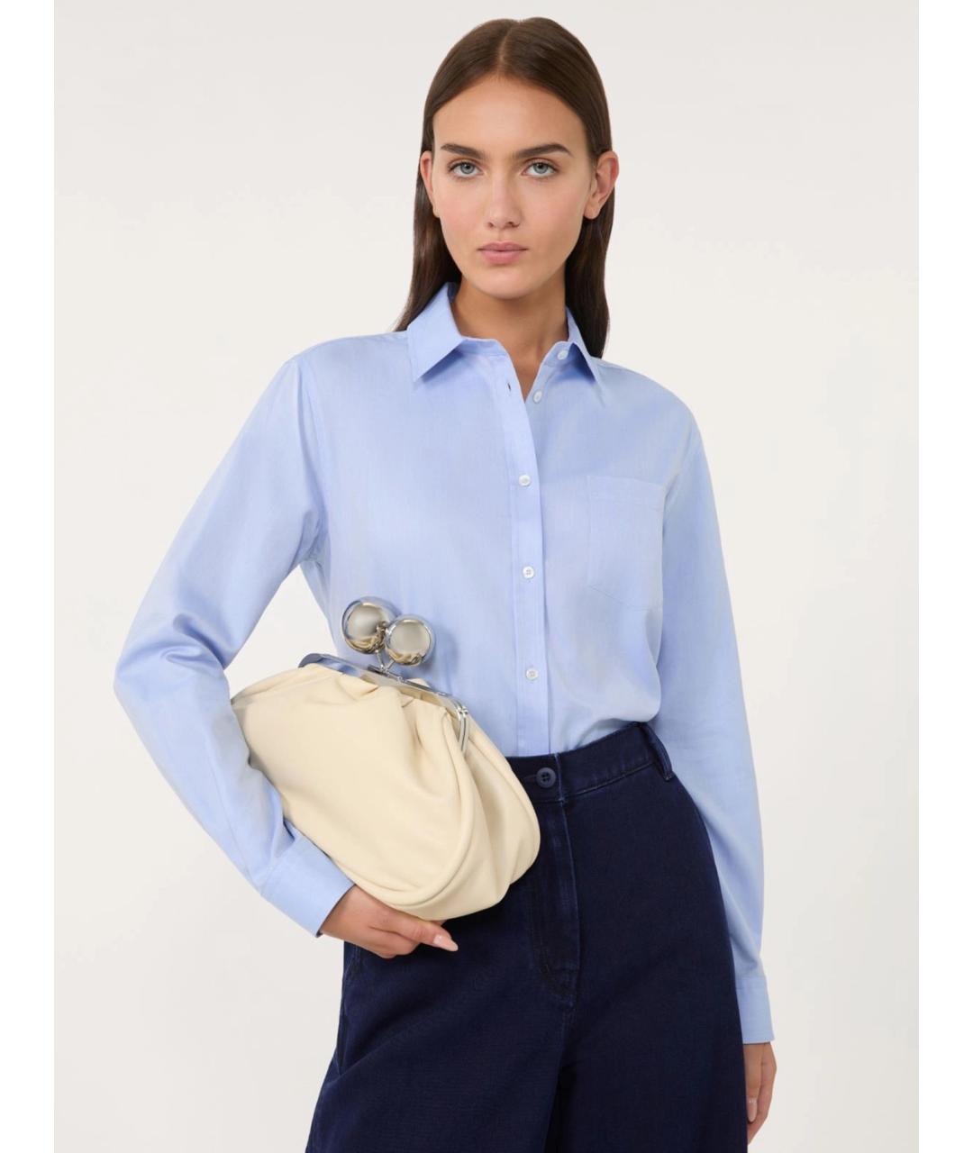 WEEKEND MAX MARA Голубая хлопковая рубашка, фото 4