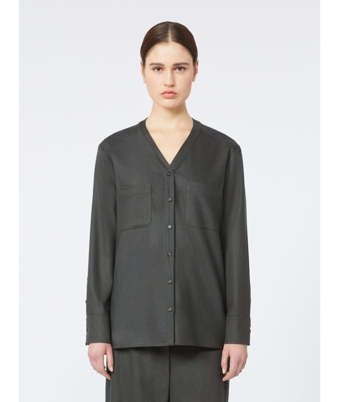 'S MAX MARA Антрацитовая шерстяная рубашка, фото 3