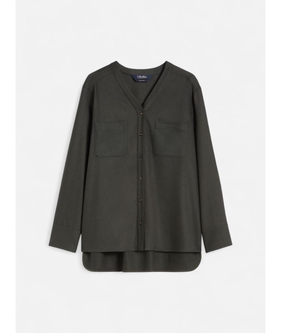 'S MAX MARA Антрацитовая шерстяная рубашка, фото 6