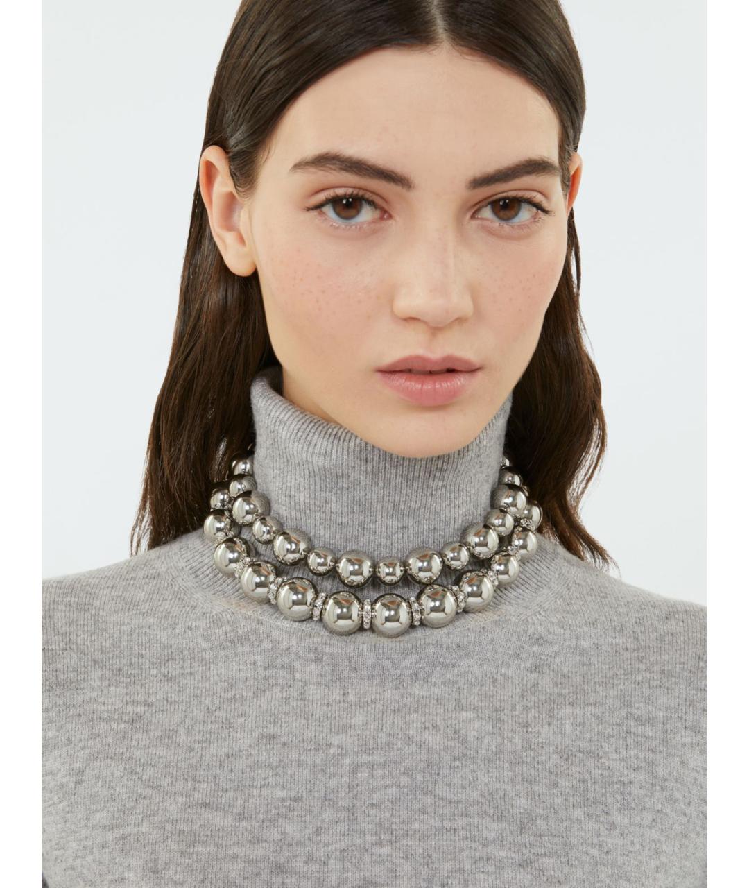 MAX MARA STUDIO Серебряное металлическое колье, фото 2