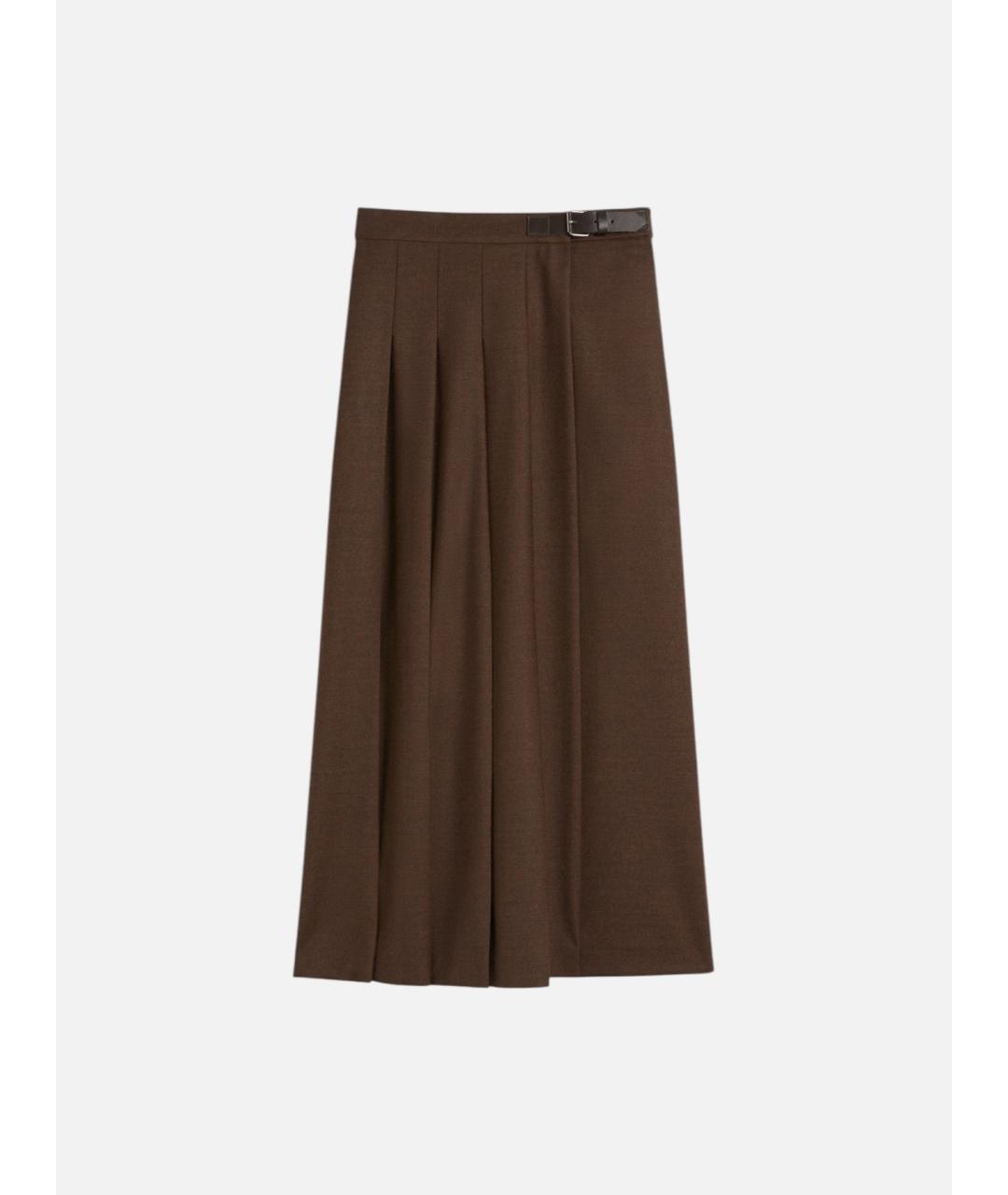 WEEKEND MAX MARA Коричневая шерстяная юбка миди, фото 6