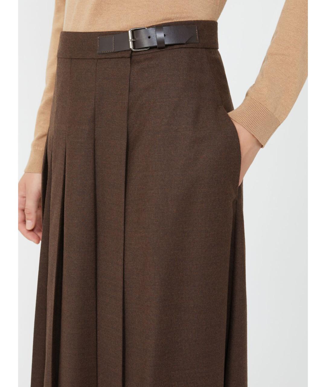WEEKEND MAX MARA Коричневая шерстяная юбка миди, фото 5