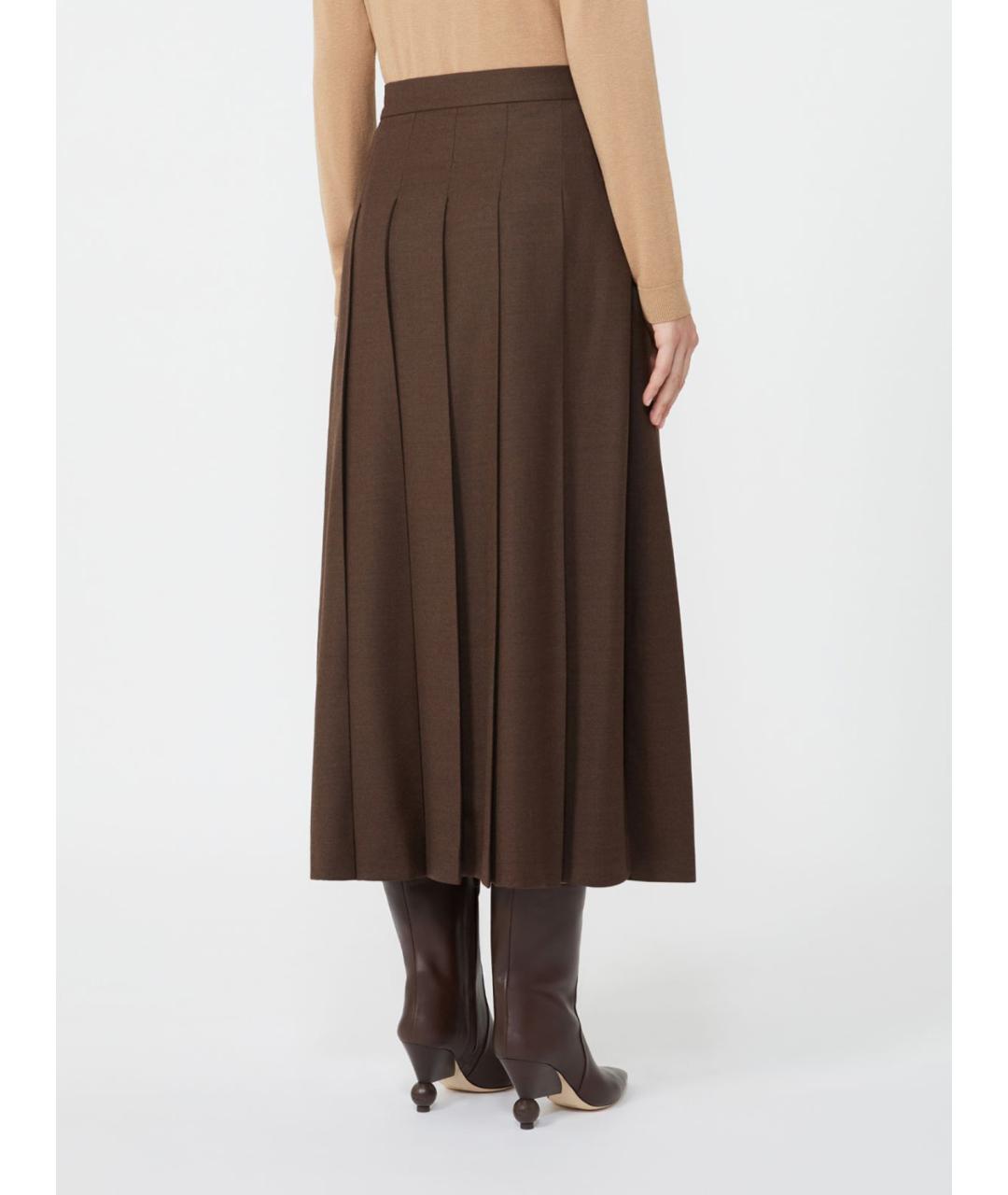 WEEKEND MAX MARA Коричневая шерстяная юбка миди, фото 3