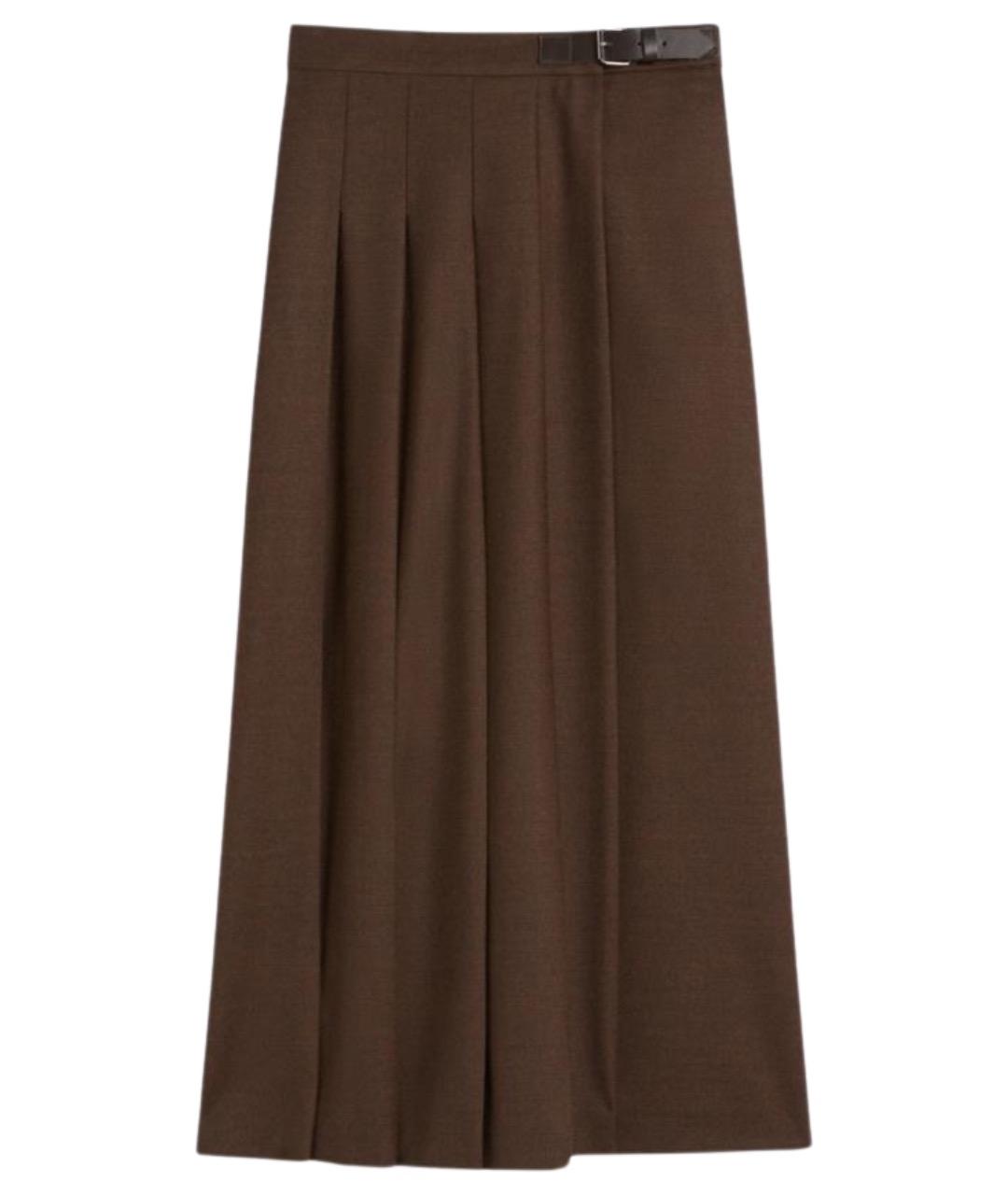 WEEKEND MAX MARA Коричневая шерстяная юбка миди, фото 1