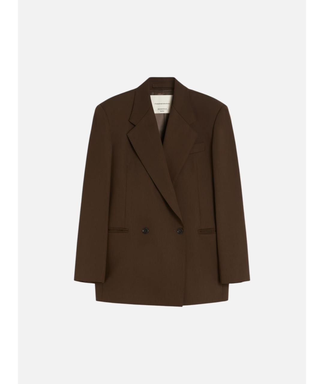 WEEKEND MAX MARA Коричневый шерстяной жакет/пиджак, фото 6