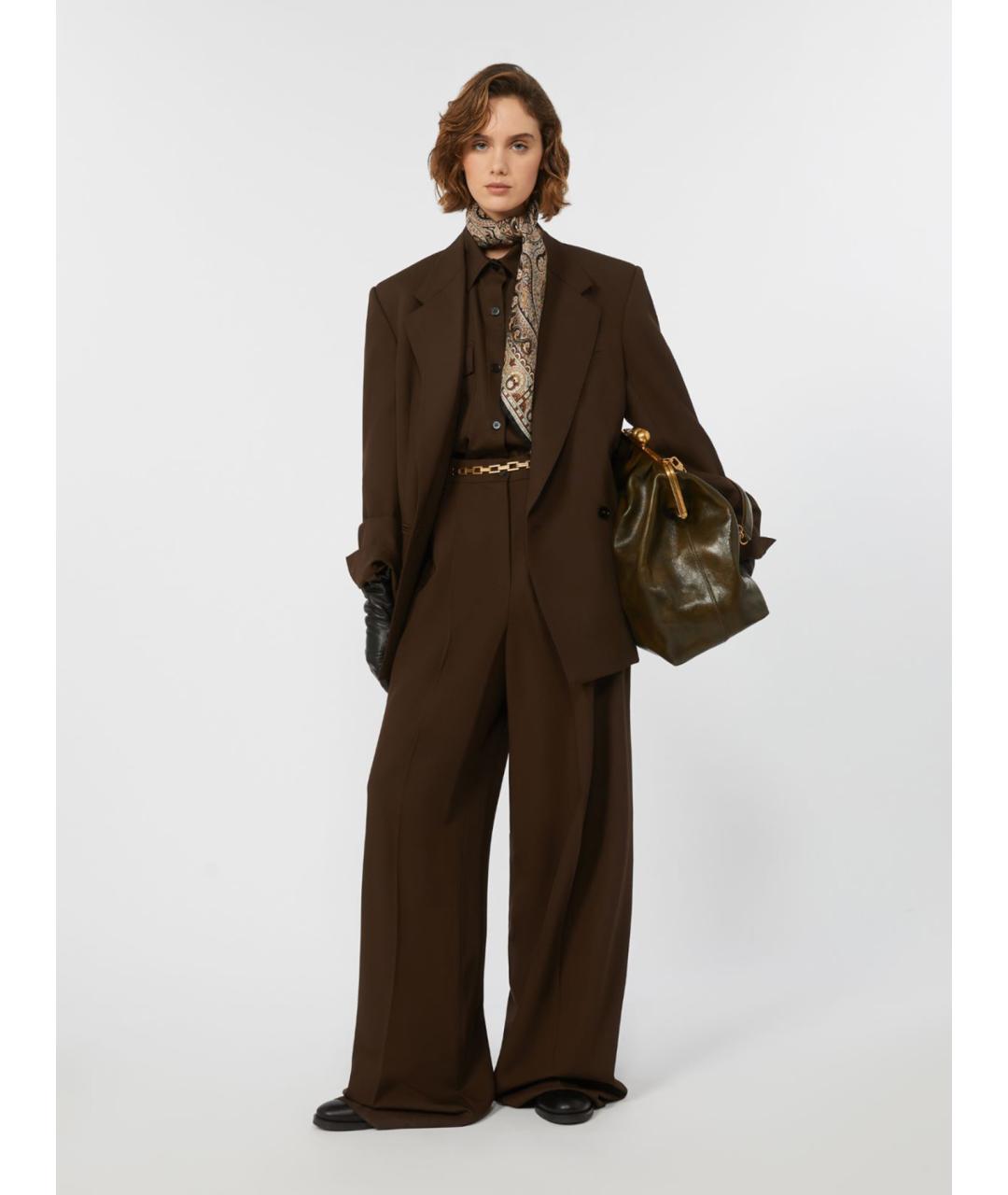 WEEKEND MAX MARA Коричневый шерстяной жакет/пиджак, фото 2