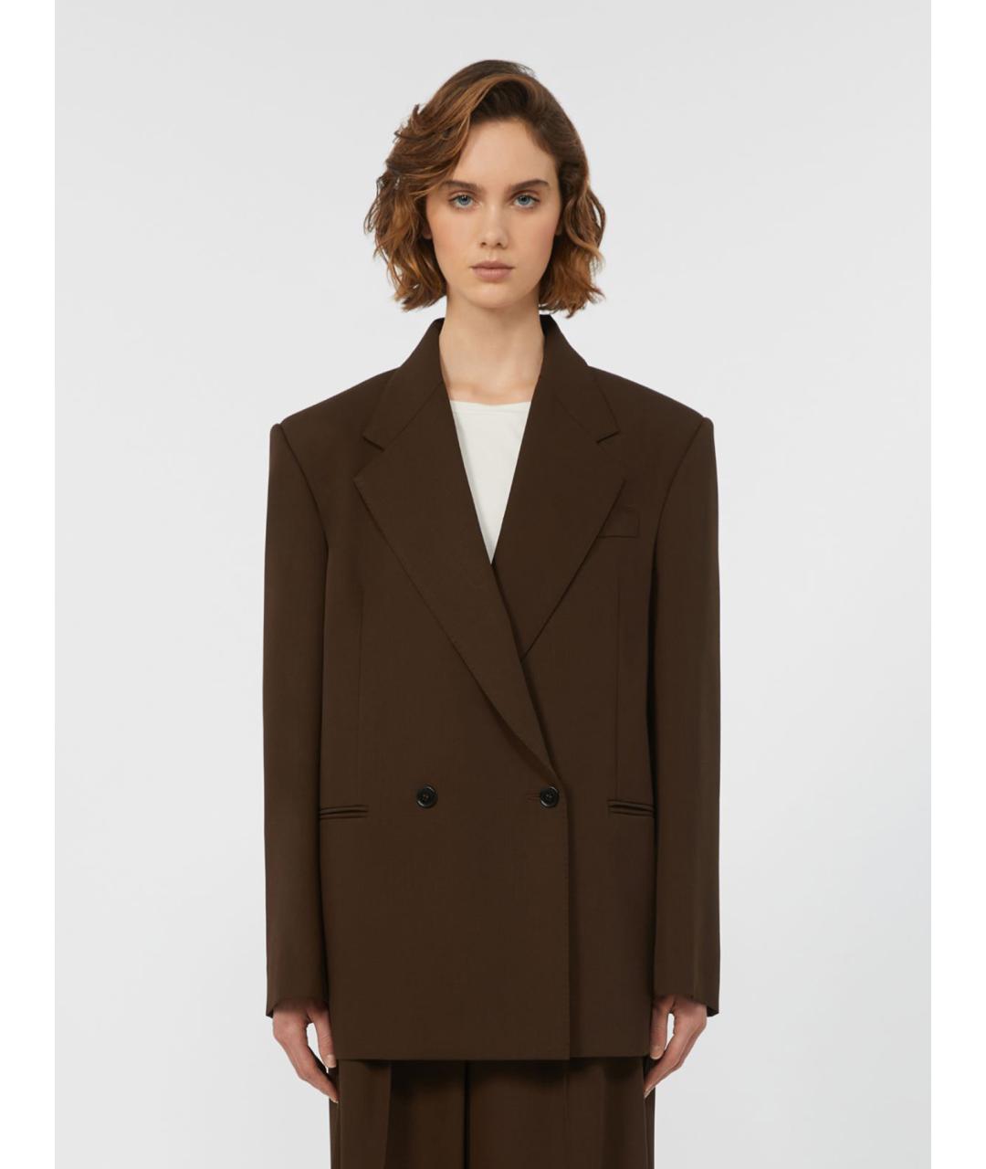 WEEKEND MAX MARA Коричневый шерстяной жакет/пиджак, фото 4
