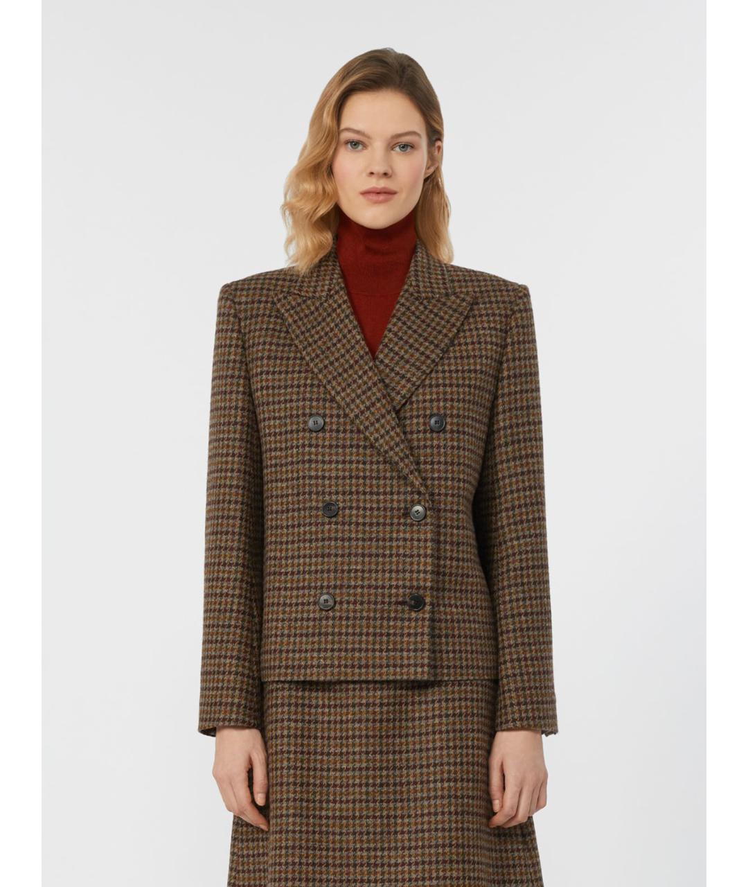 WEEKEND MAX MARA Коричневый шерстяной жакет/пиджак, фото 4