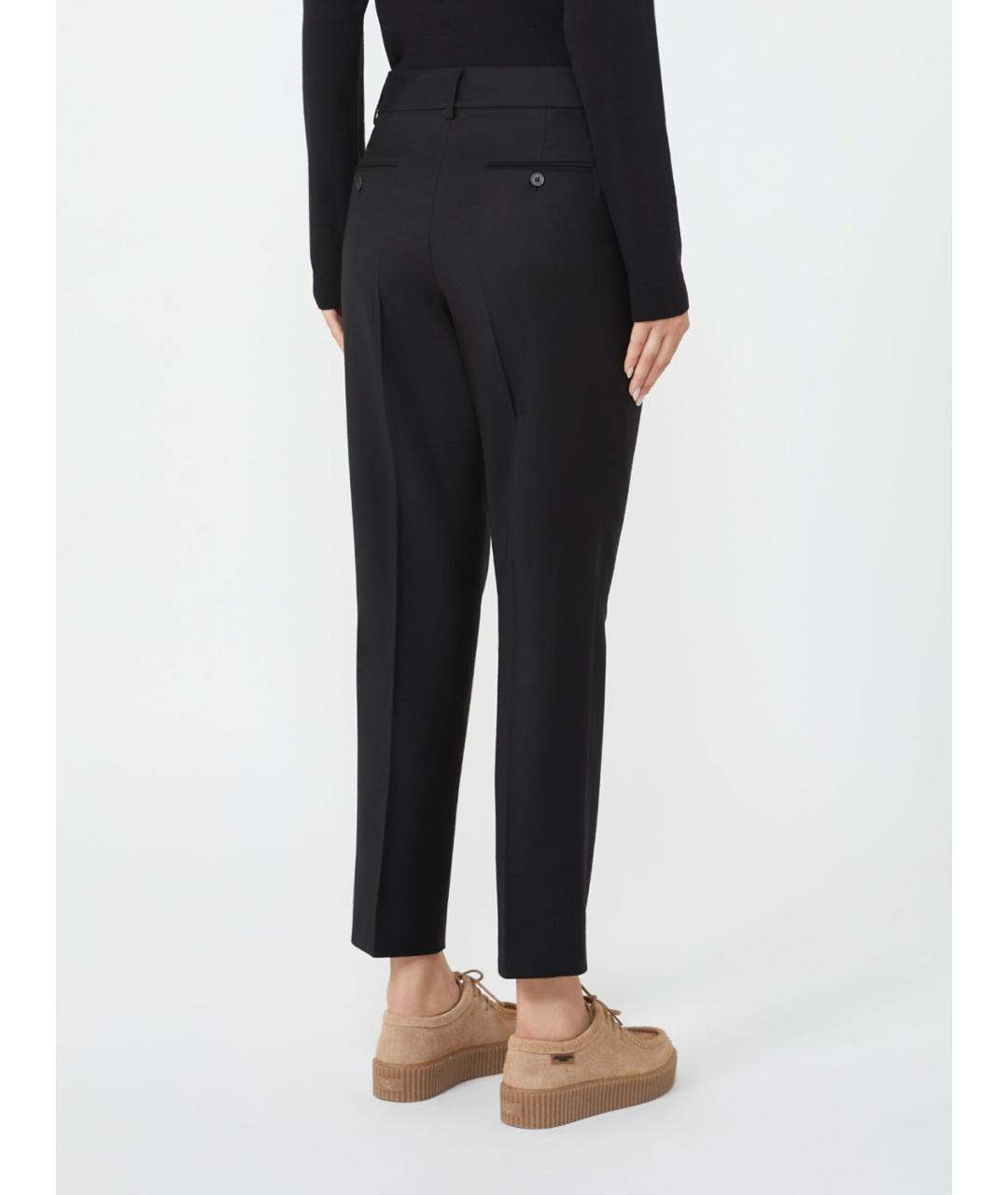 WEEKEND MAX MARA Черные шерстяные прямые брюки, фото 3