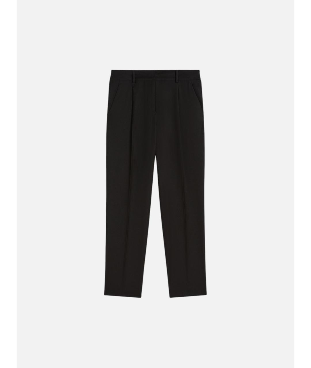 WEEKEND MAX MARA Черные шерстяные прямые брюки, фото 5
