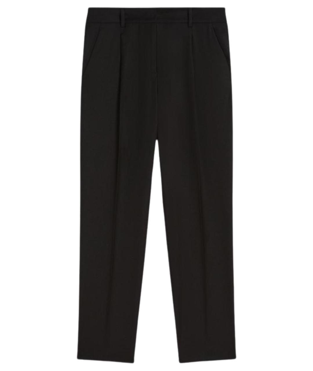 WEEKEND MAX MARA Черные шерстяные прямые брюки, фото 1