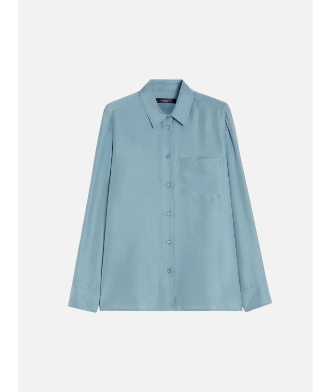 WEEKEND MAX MARA Голубая шелковая рубашка, фото 6