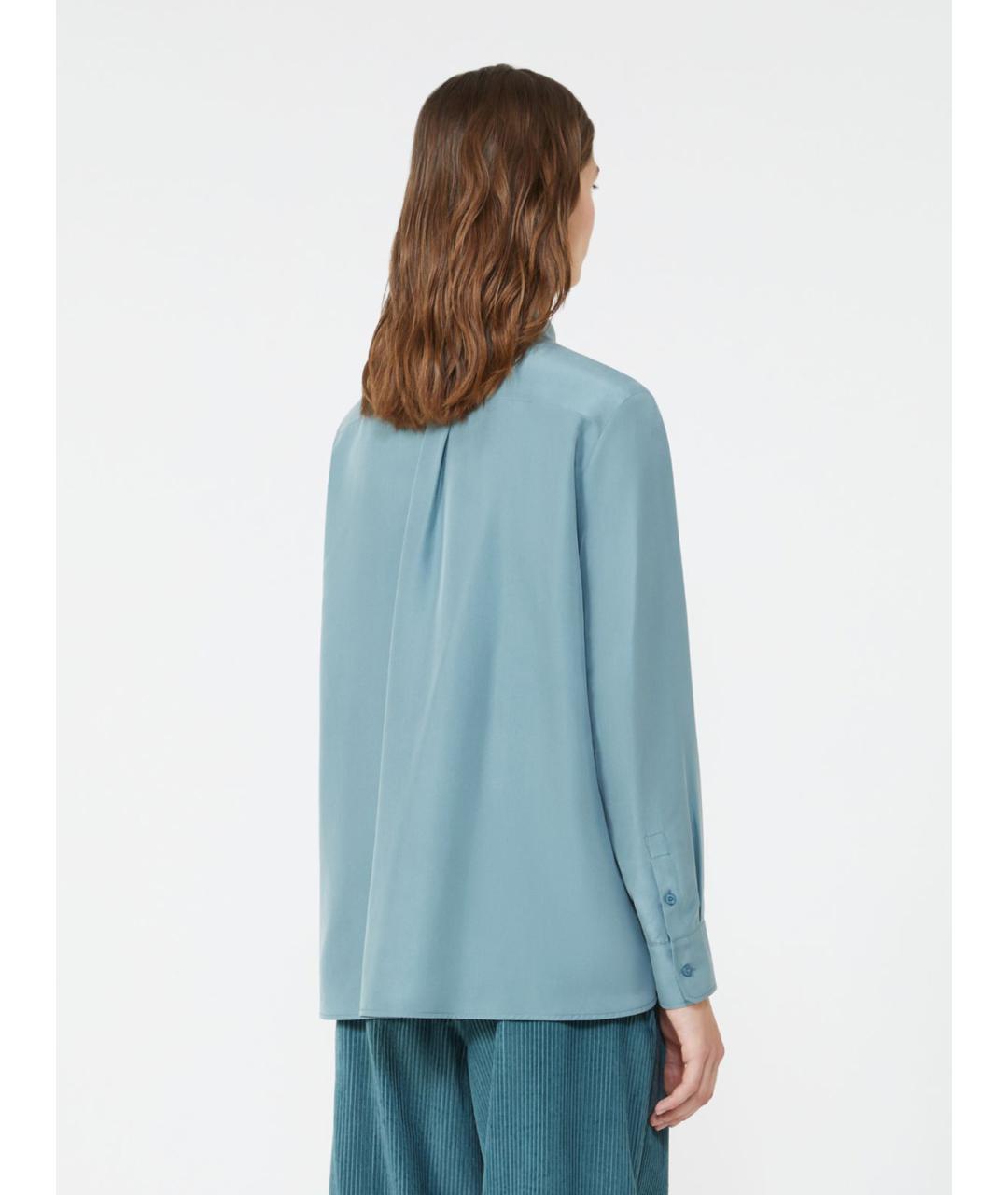 WEEKEND MAX MARA Голубая шелковая рубашка, фото 3