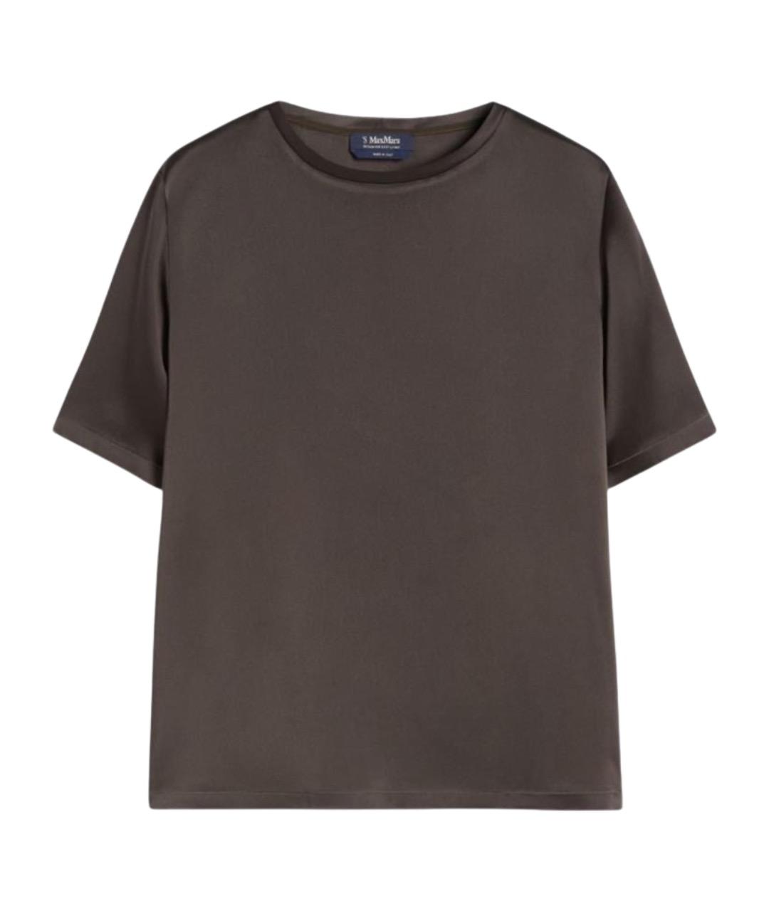 'S MAX MARA Коричневая вискозная футболка, фото 1