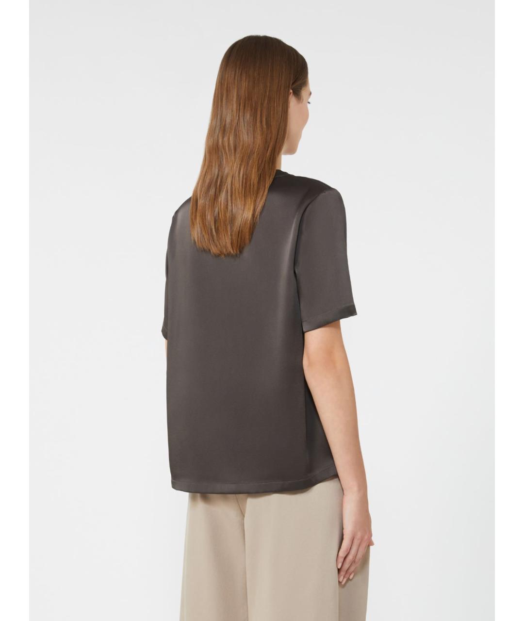 'S MAX MARA Коричневая вискозная футболка, фото 3