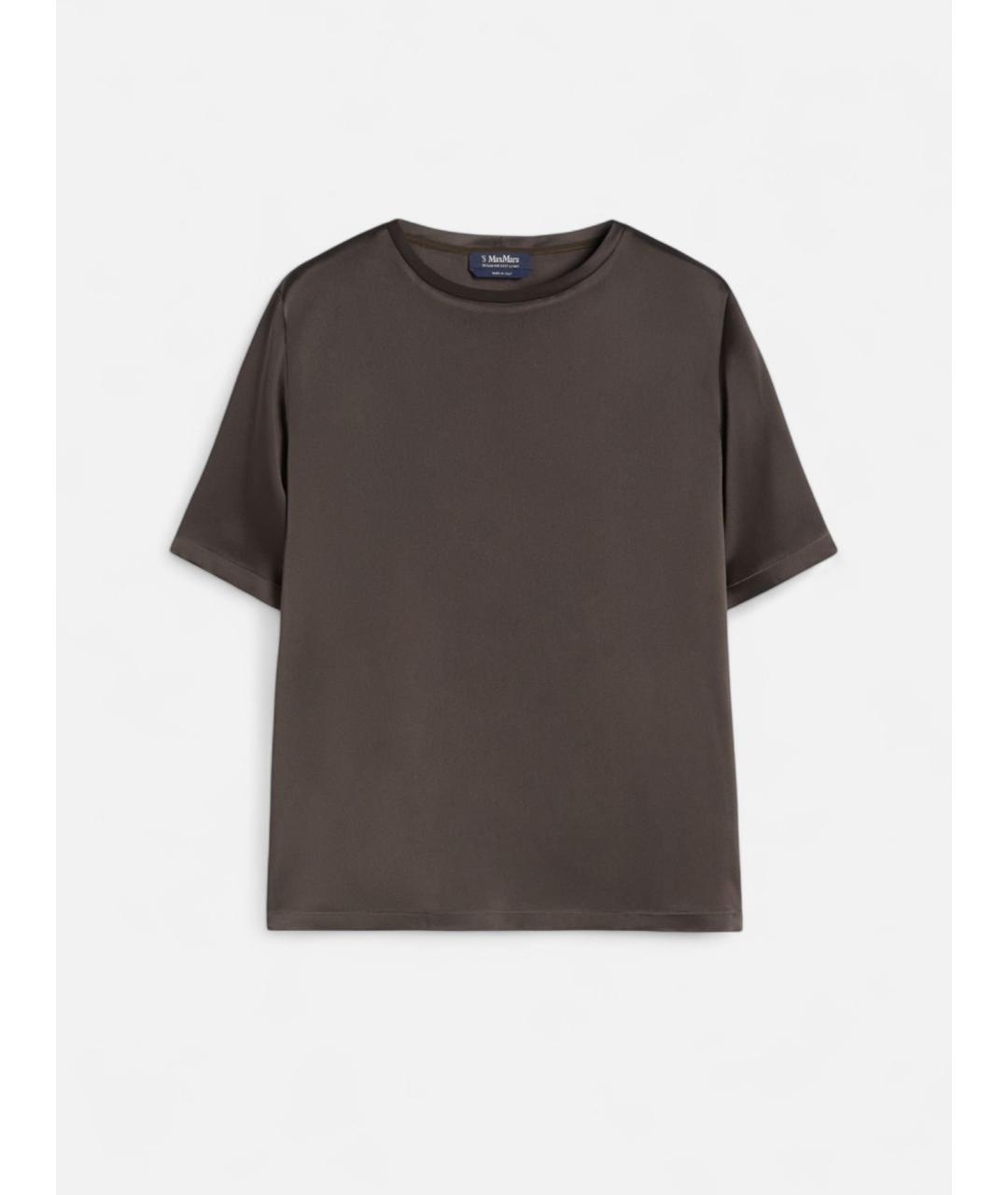 'S MAX MARA Коричневая вискозная футболка, фото 5