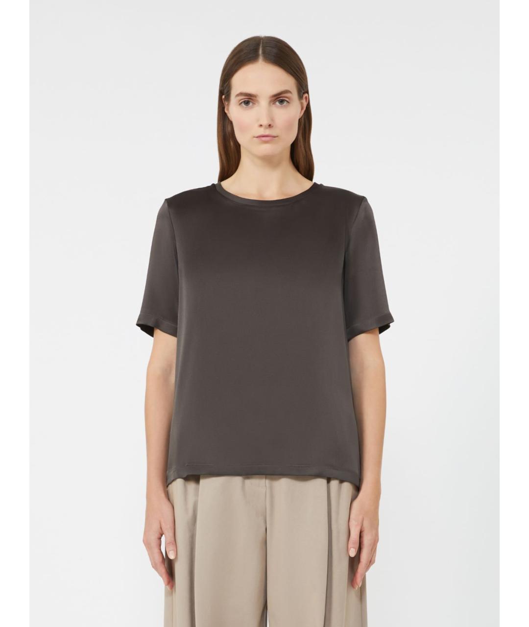 'S MAX MARA Коричневая вискозная футболка, фото 4