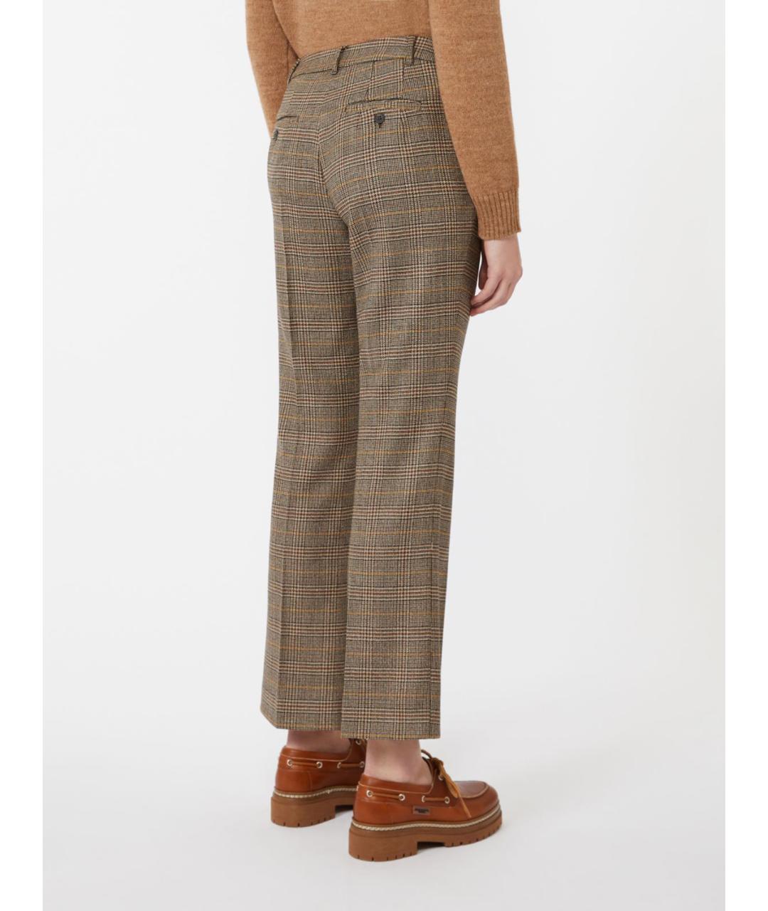 WEEKEND MAX MARA Коричневые шерстяные прямые брюки, фото 3