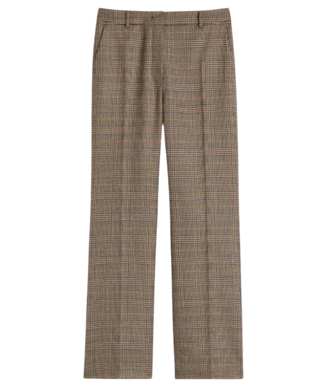 WEEKEND MAX MARA Коричневые шерстяные прямые брюки, фото 1