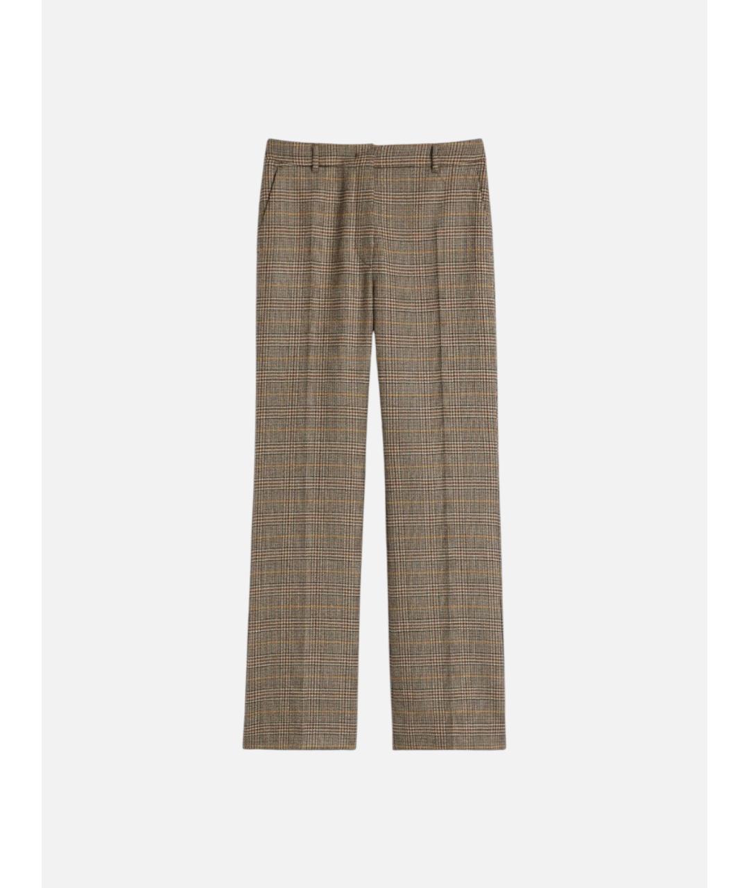 WEEKEND MAX MARA Коричневые шерстяные прямые брюки, фото 4