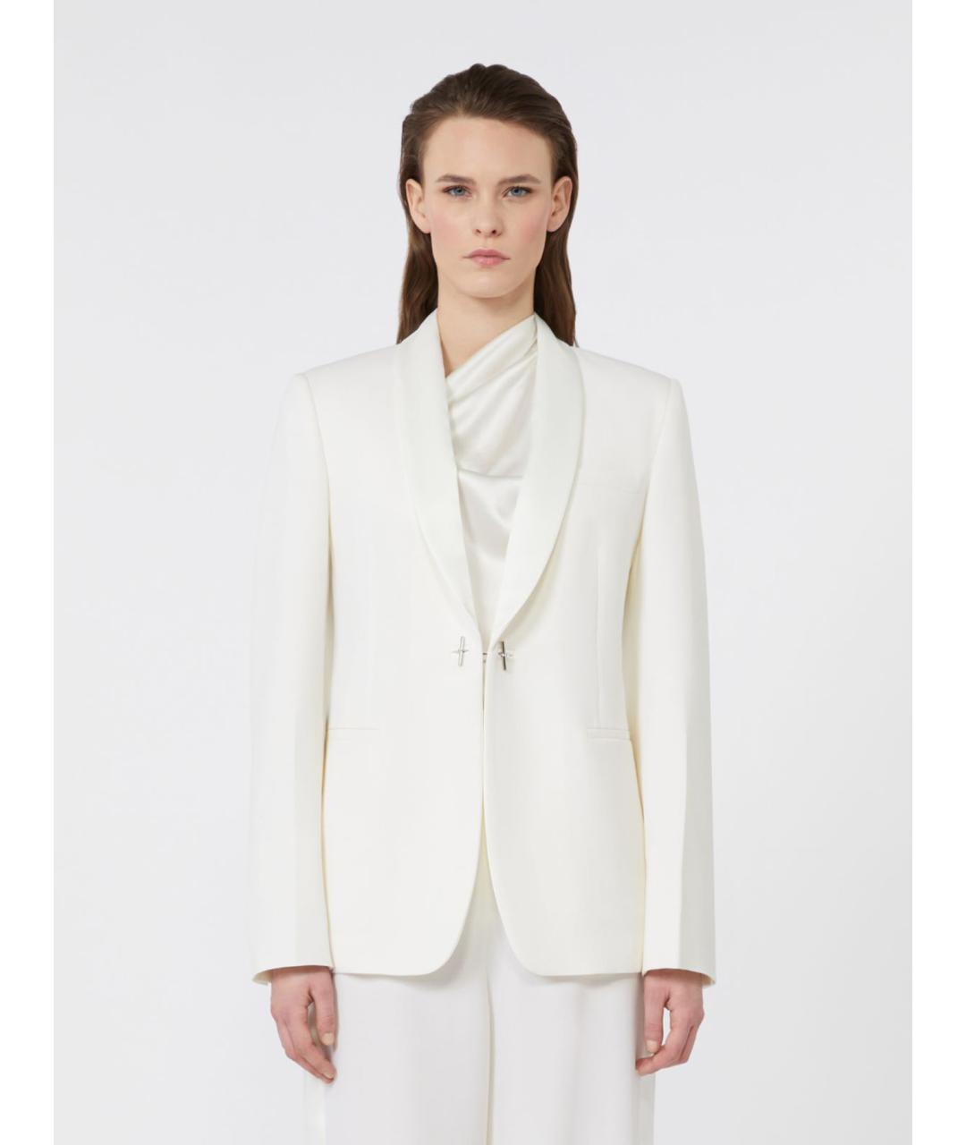 MAX MARA Белый шерстяной жакет/пиджак, фото 4