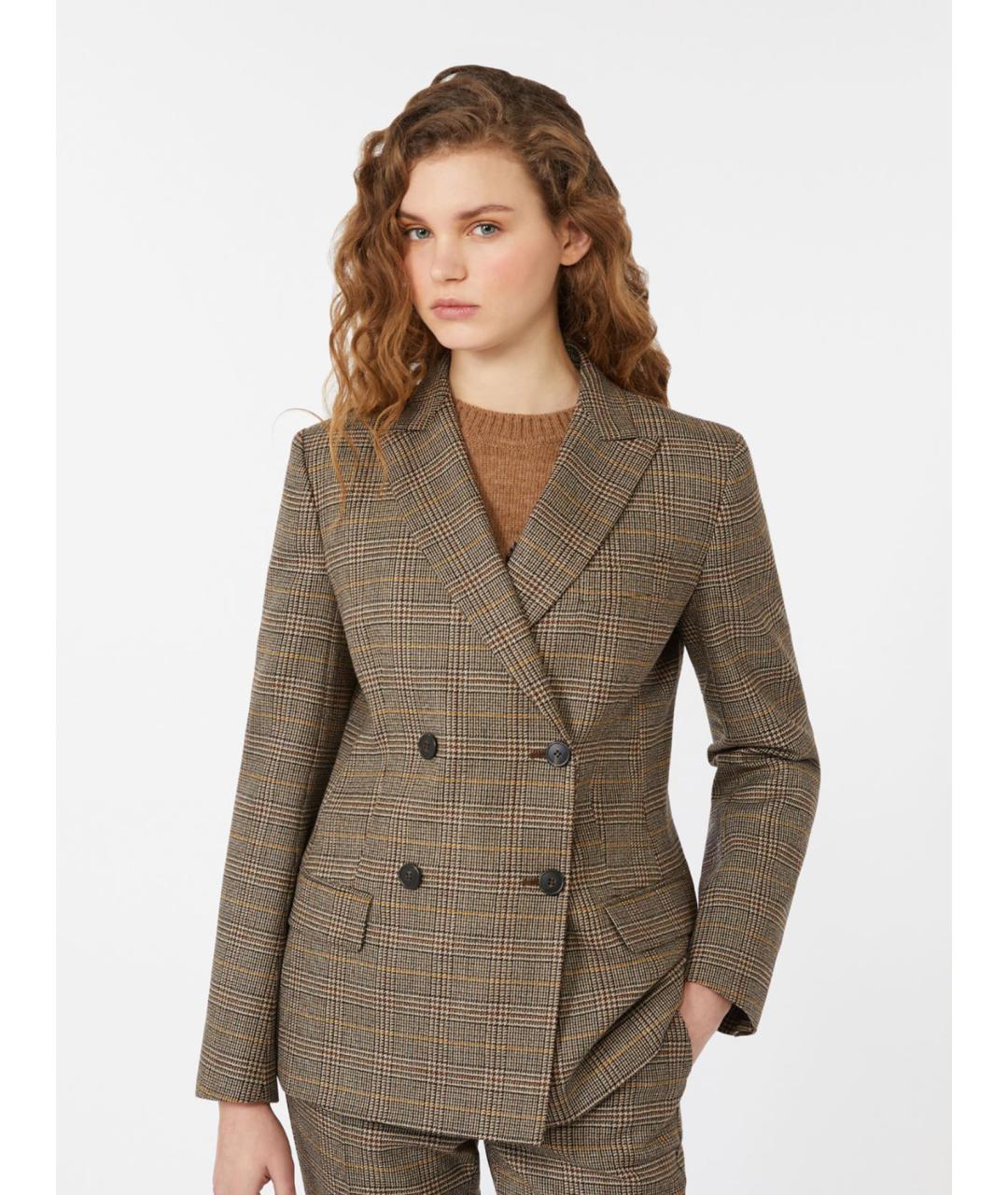 WEEKEND MAX MARA Коричневый шерстяной жакет/пиджак, фото 4