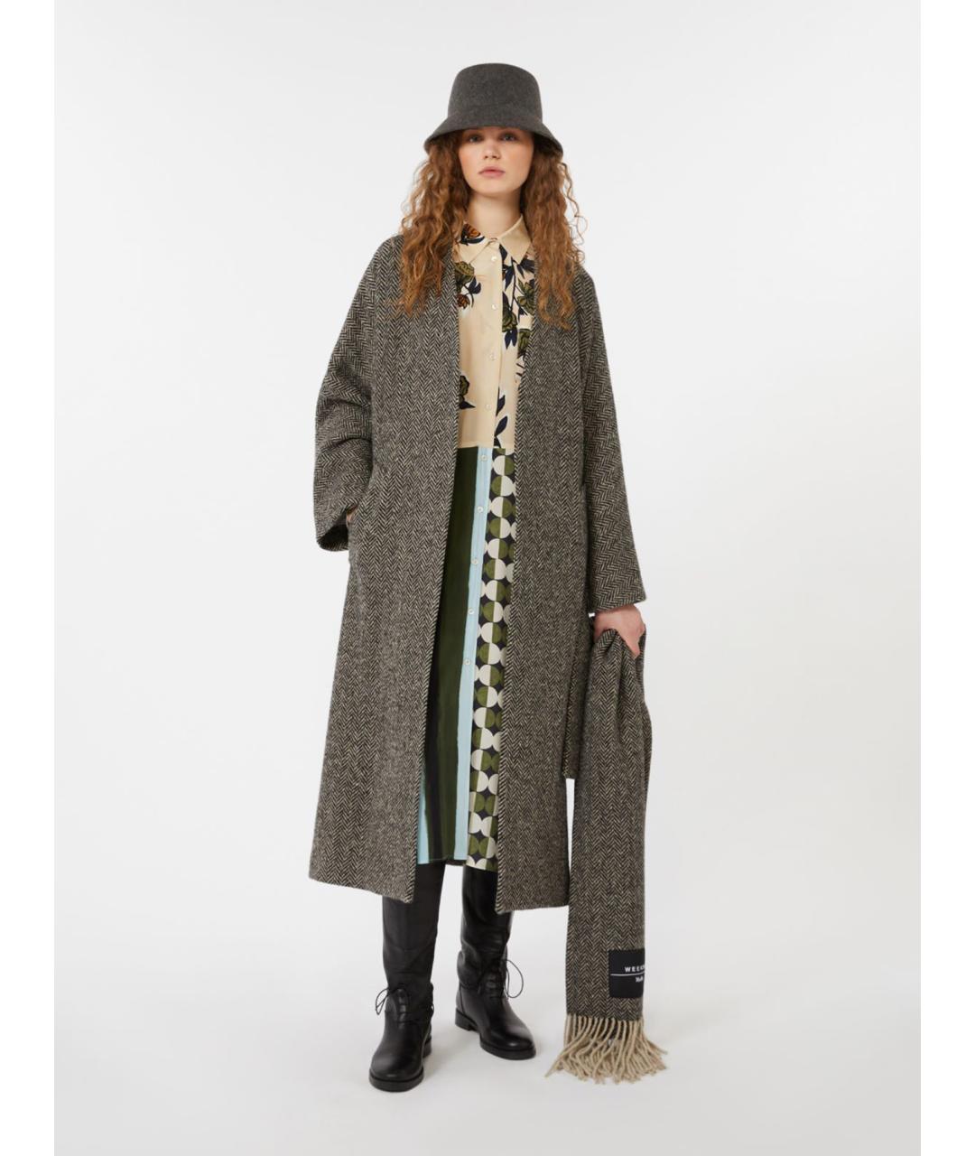 WEEKEND MAX MARA Коричневое шерстяное пальто, фото 3