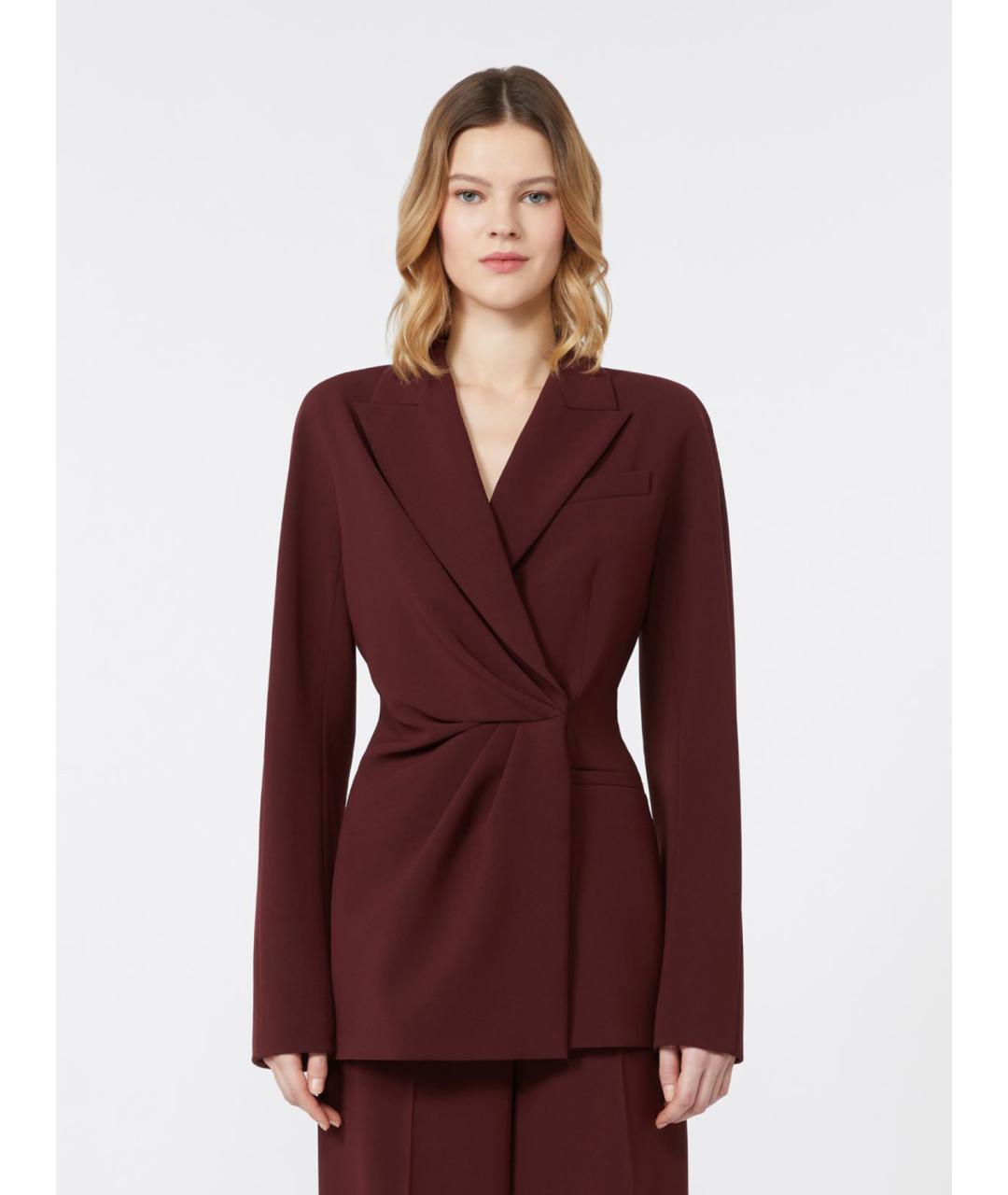 MAX MARA Бордовый вискозный жакет/пиджак, фото 5