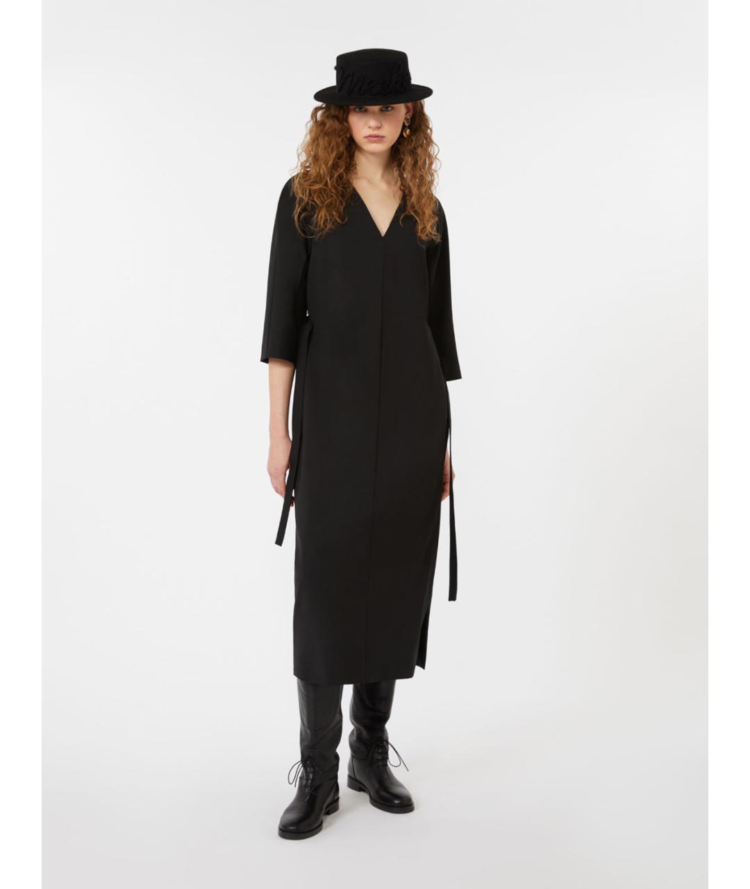 WEEKEND MAX MARA Черное шерстяное повседневное платье, фото 2