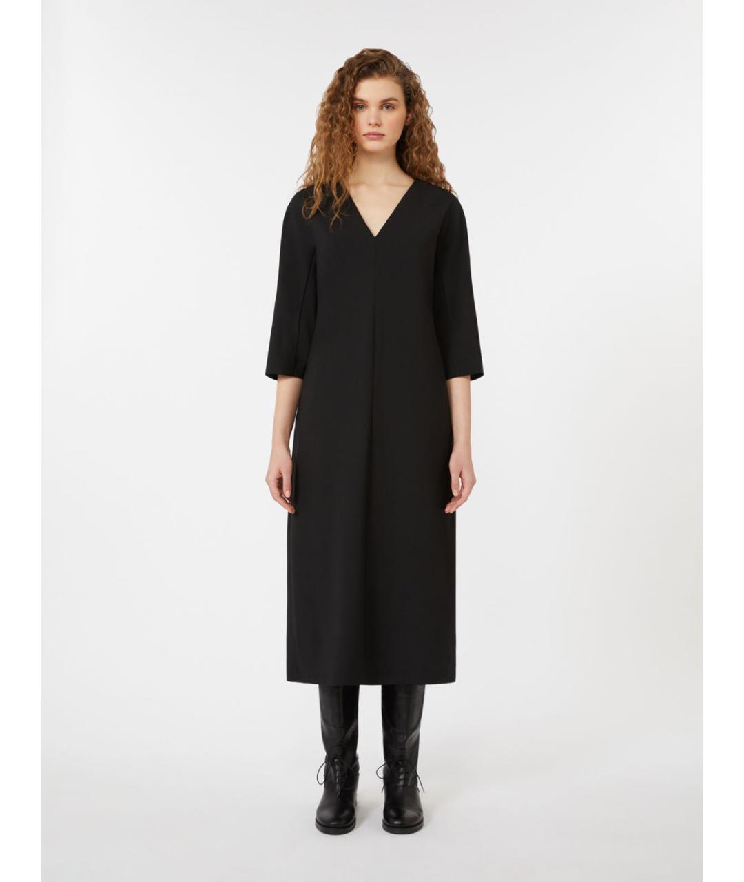WEEKEND MAX MARA Черное шерстяное повседневное платье, фото 4
